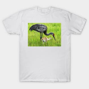 Sandhill crane parent with chick T-Shirt